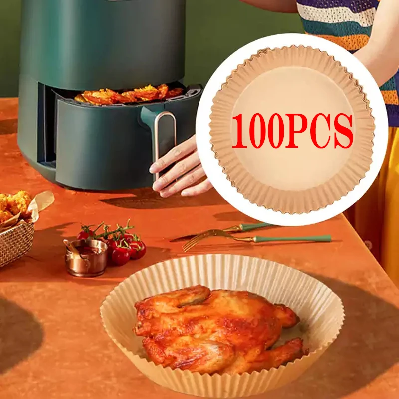 

100 шт., одноразовый бумажный вкладыш для фритюрницы, антипригарный маслостойкий и маслопоглощающий коврик, коврик для духовки, кухонные акс...