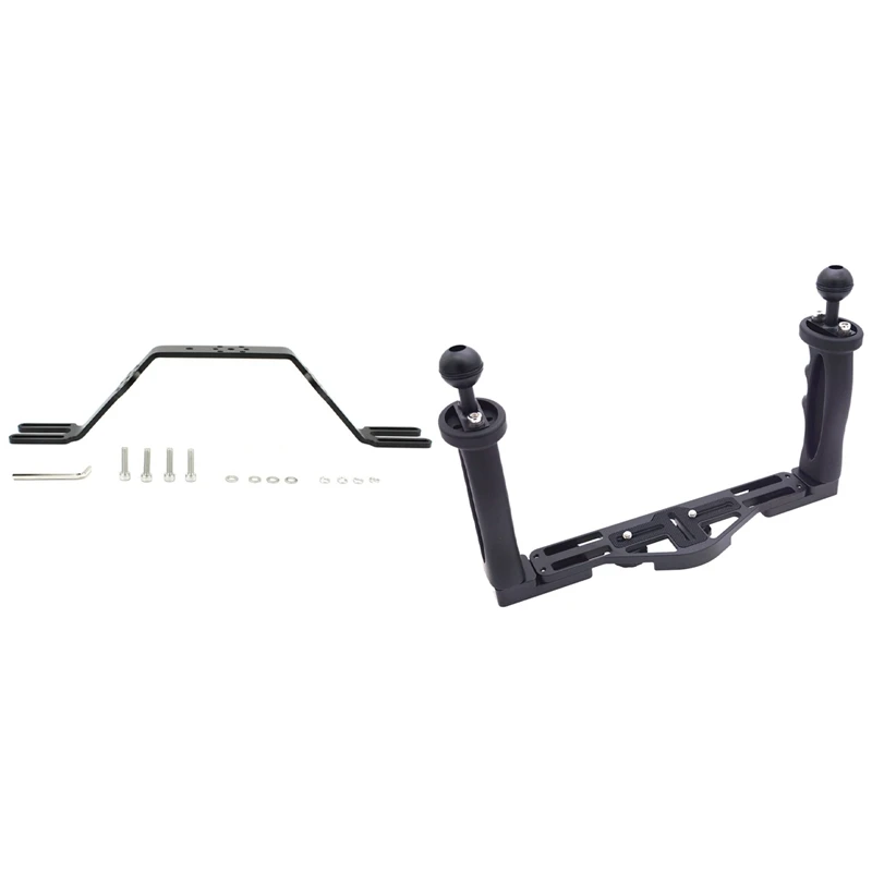 

1 Pcs Stabilizer Diving Underwater Camera Housings Tray/Grip & 1 Pcs Dual Handheld Diving Handle Tray Grip Bracket Mount