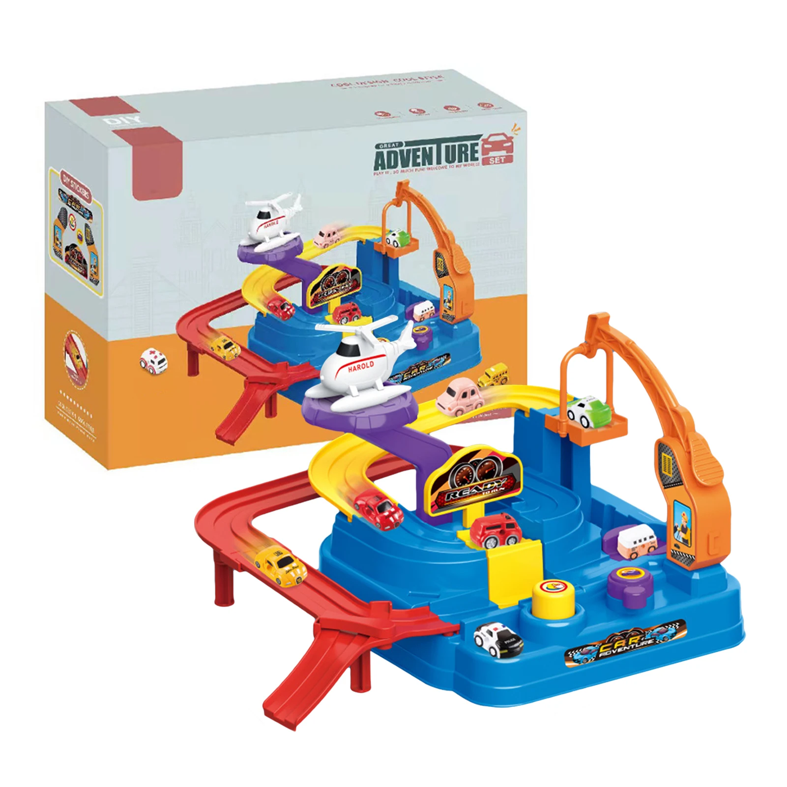 

Race Car Tracks Car Adventure Preschool Toddler Boy Manually Operated Car Playset Education Toys For Toddlers Kids Boys Girls