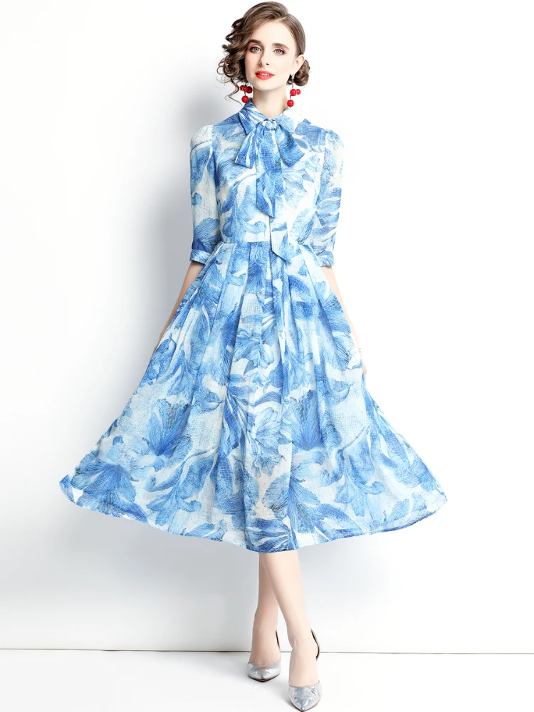 

Женское платье с отложным воротником Aibeautyer, повседневное летнее короткое шифоновое платье-пуловер с цветочным принтом, трапециевидного си...