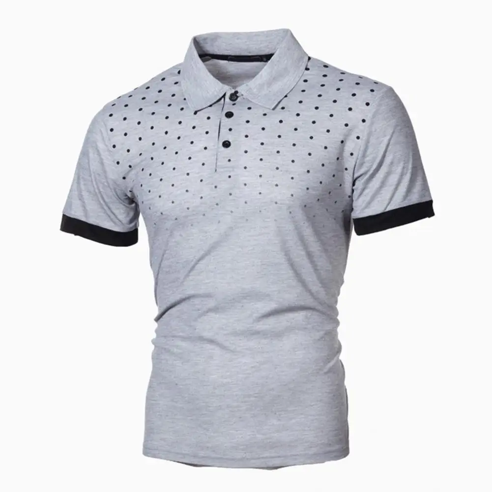 

Short Sleeve Great Leisure Summer Polo Shirt Lapel Summer Shirt Dot for Street