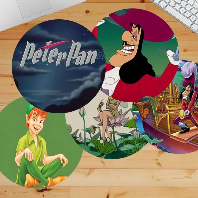 

Disney Peter Pan DIY Round Kawaii Cartoon Anime Gaming Mouse Pad Keyboard Mouse Mats Deskpad Girls For PC Desk Pad