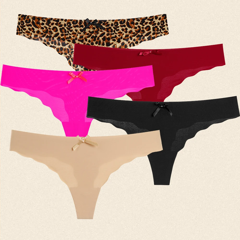 5 шт. женские шелковые трусы с заниженной талией