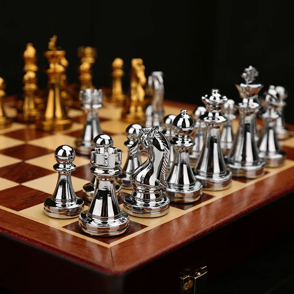 

Toy Set Quality Metal Chess Metal Wooden Gift Game High 32 Adult With Chess Family And Children Medieval Pieces Chessboard