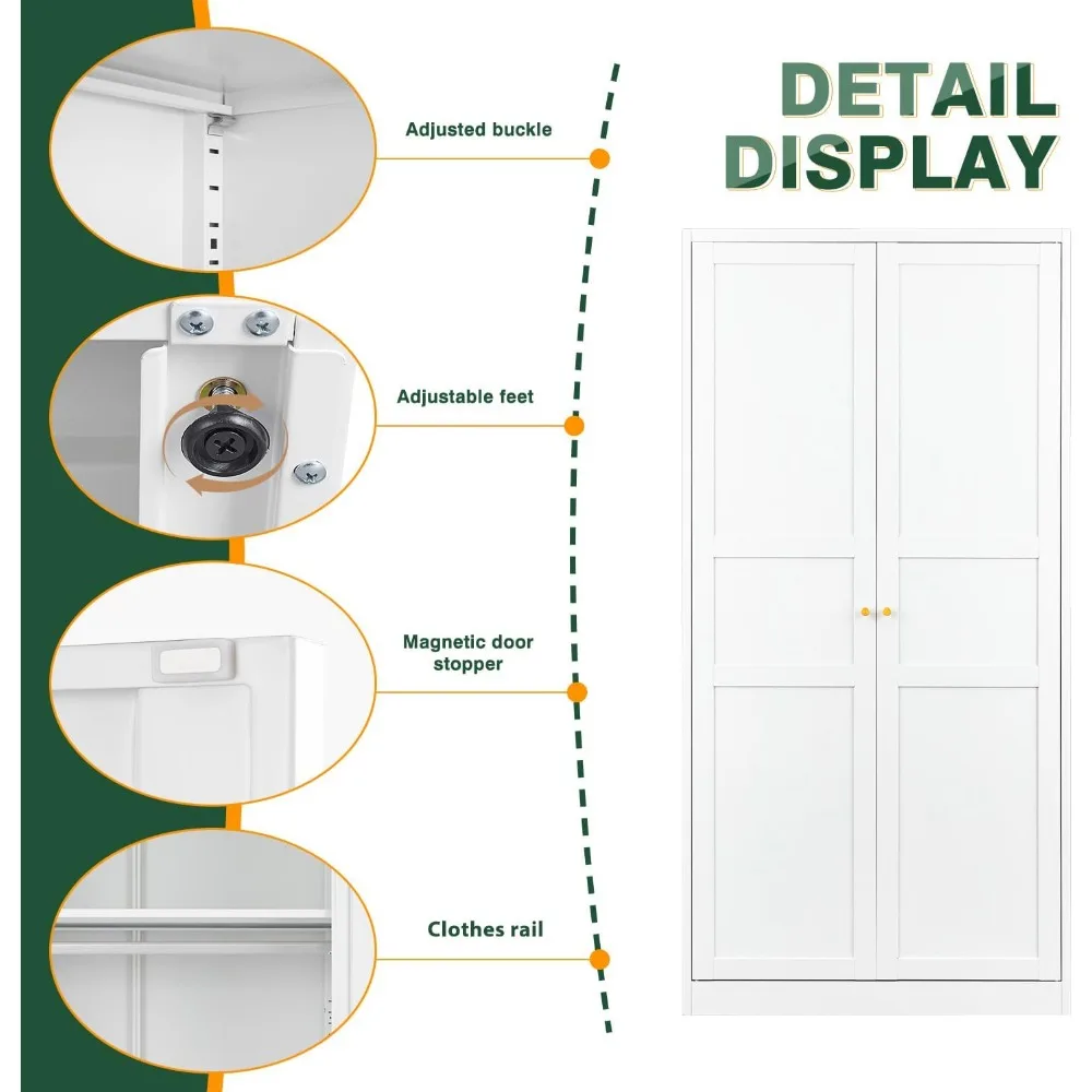 Шкаф-гардероб шкафчик 72 дюйма металлический шкаф для хранения с регулируемыми
