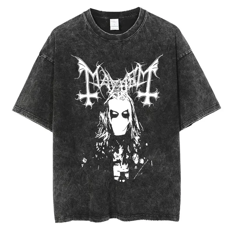 Рэпер Мэйhem Death Washed Графическая футболка Мужская мода Harajuku Панк Футболки Хип-хоп