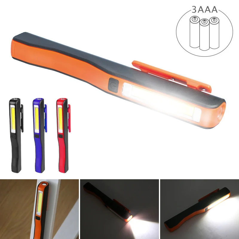 

USB Rechargeable Flashlight COB LED Work Lamp Camping Torch Inspection Light Magnetic Hand Torch Pocket Lamp AAA Battery