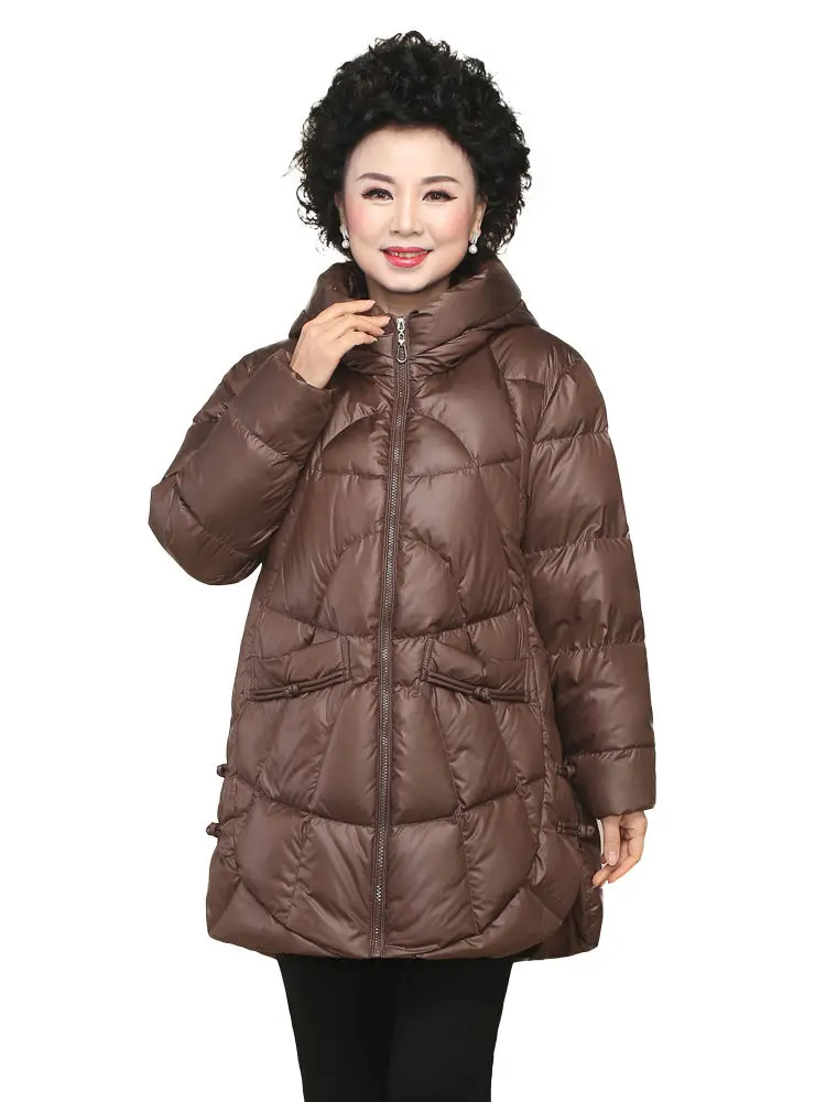 2023 New Women Winter Korean Style Solid Loose White Duck Down Jackets Fashion Casual Female Hooded Zipper Coats Tops C79