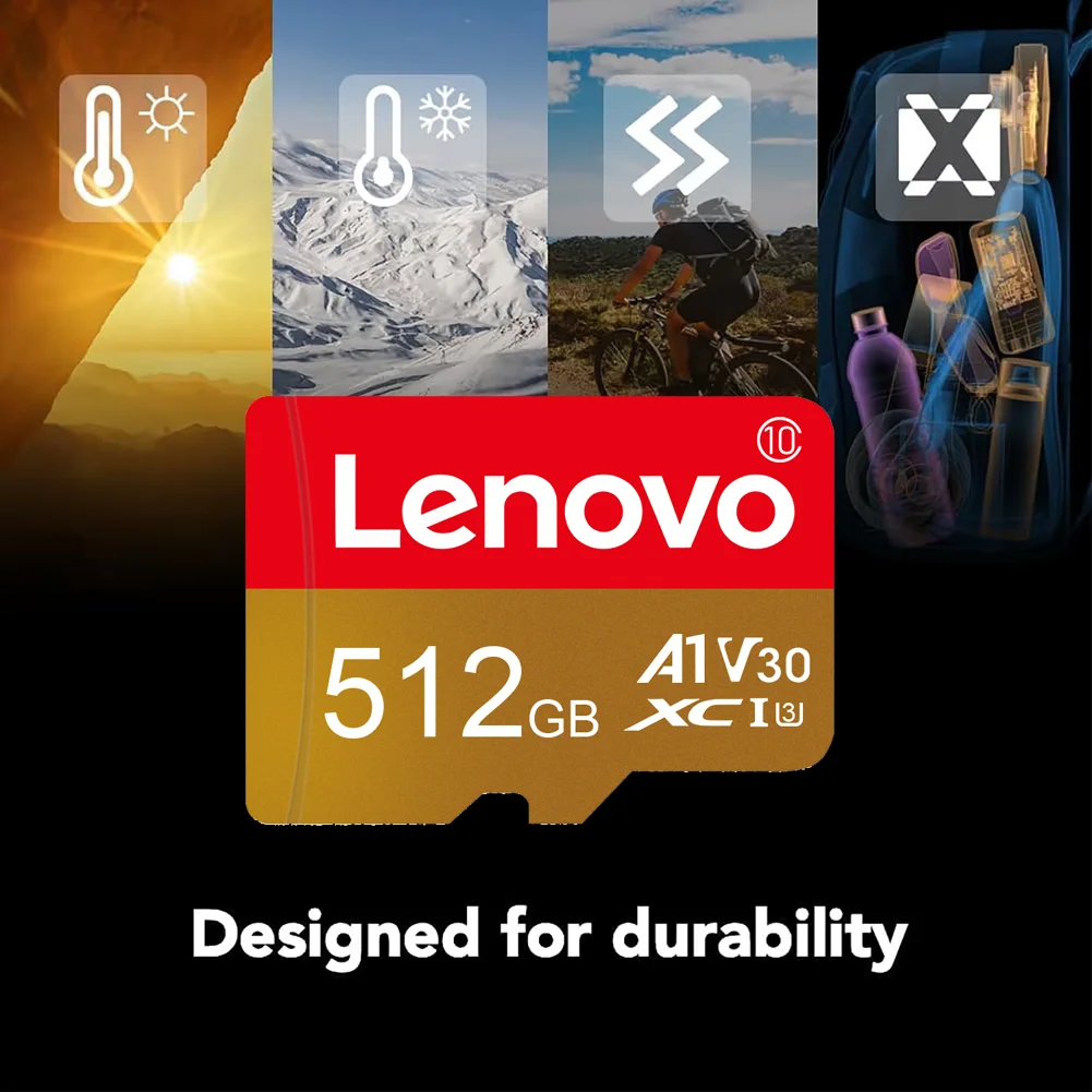 Фото Высокоскоростные карты памяти Micro SD V30 Lenovo SD/TF 512 ГБ, 256 ГБ, 128 ГБ, 64 ГБ для камер и телефонов Xiaomi №5