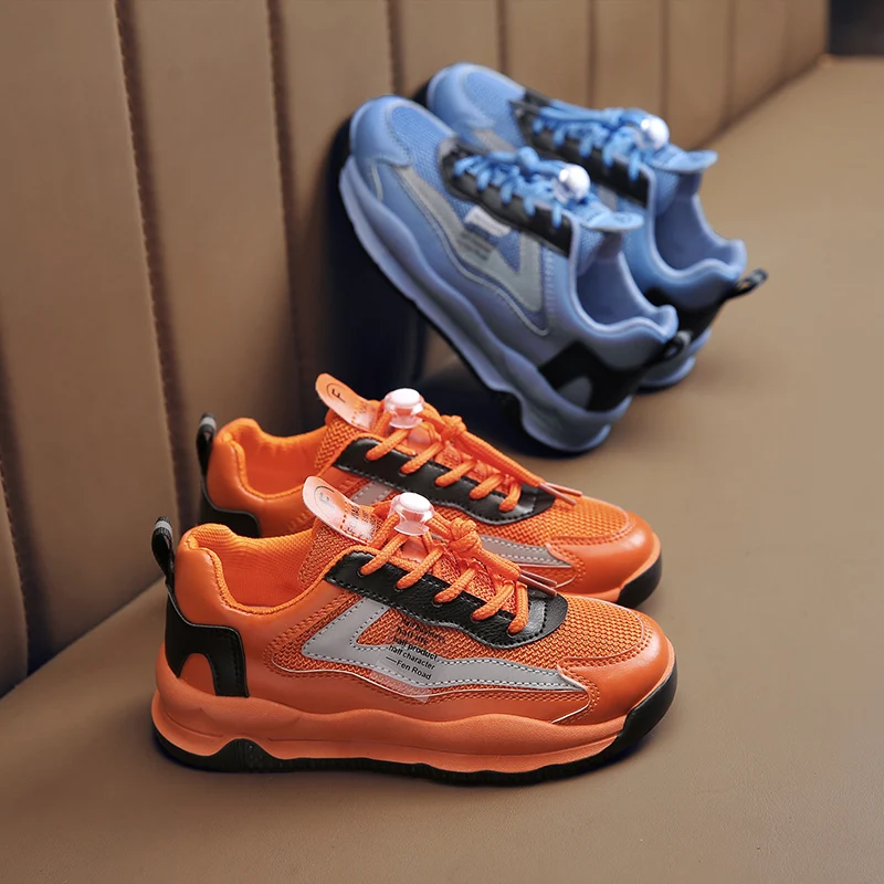 

Fashion Mesh Leather Kids Sneakers Breathable Comfort Kids Running Shoes Lightweight Flat Soft Sole Sneakers Chaussure Enfant