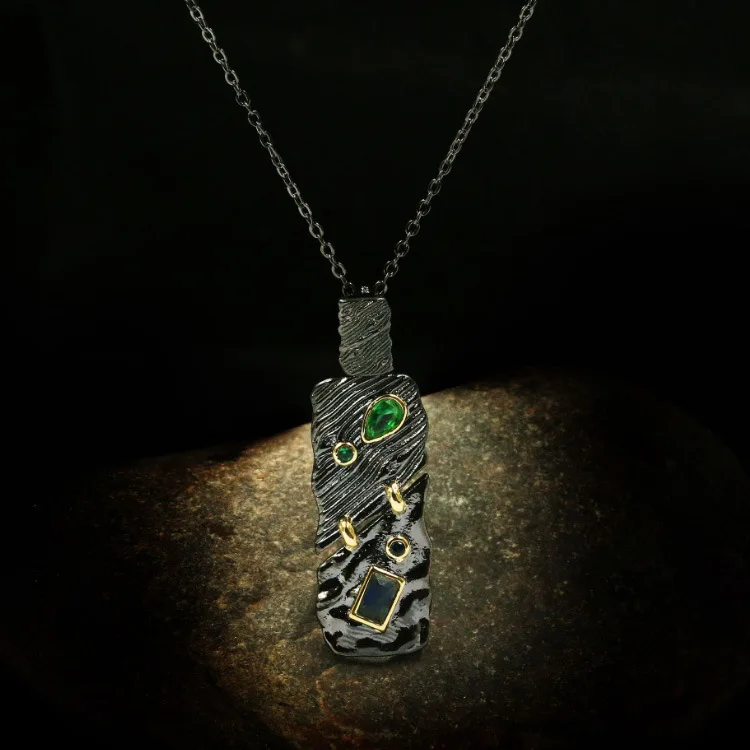 Креативное Черное золото ювелирное изделие из трех частей для женщин рельефное