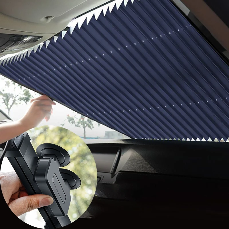 Car Front/Rear Window Sunshades Retractable Windshield Curtains for Sun Visor Car Sun Shades Summer UV Blocking Sun Protective