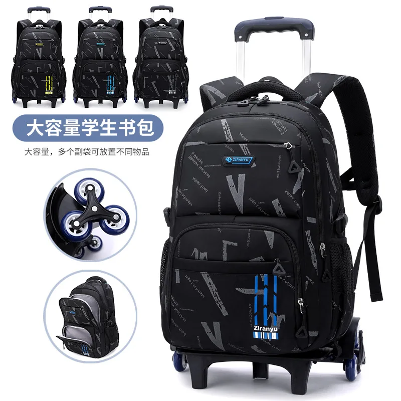 Rolling children Backpack for Boys Trolley School Bags with Wheels Kids Bookbag Wheeled Backpack Carry on Travel Luggage Mochila