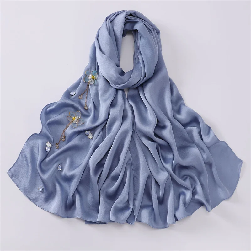 Мусульманский пузырьковый шифоновый хиджаб шаль простые стежки цветочные шарфы