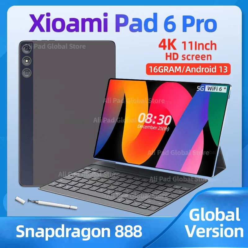 

2024 Christmas Gift Original Global Tablet Android 13.0 Pad 6 Pro 16GB+512GB Snapdragon 888 TabletsPC 5G Dual SIM Card Wifi