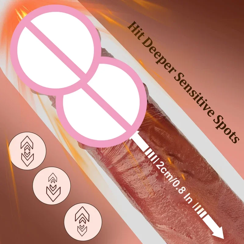 Реалистичный фаллоимитатор-вибратор большой пенис телескопический нагрев