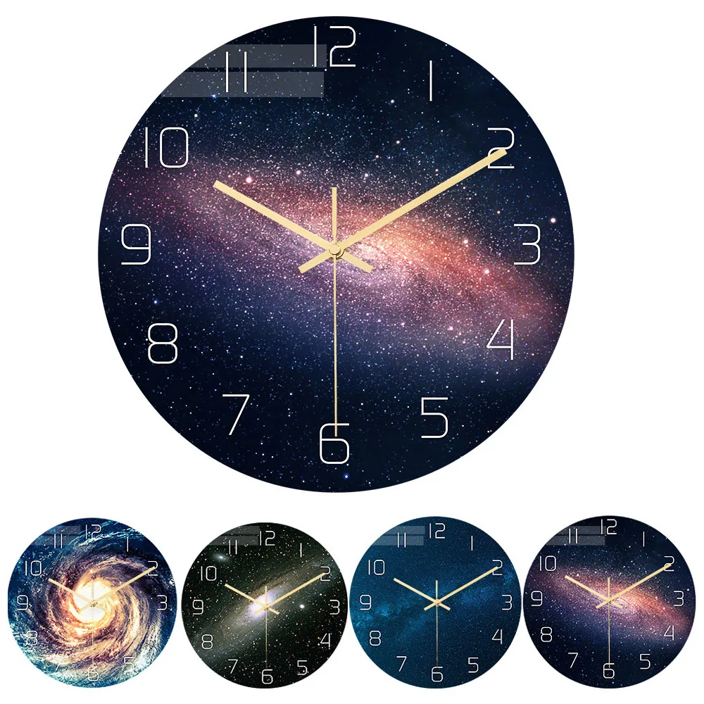 

Universe Starry Wall Clock Acrylic Material Mute Movement Bedroom Living Room Decoration Clock Space-Time Galaxy