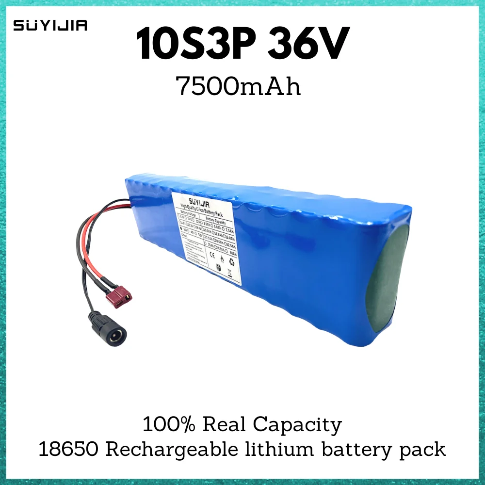 

10S3P 18650 36V Rechargeable Lithium Battery Pack Built-in BMS 7500mAh for Electric Bicycle Electric Scooter with 42V 2A Charger