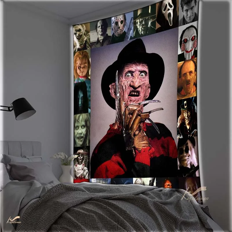 Horror Moive Tapestry Halloween Home Decoration Gift Prank Wall Art for Bedroom Living Room Dropshipping gothic images - 6