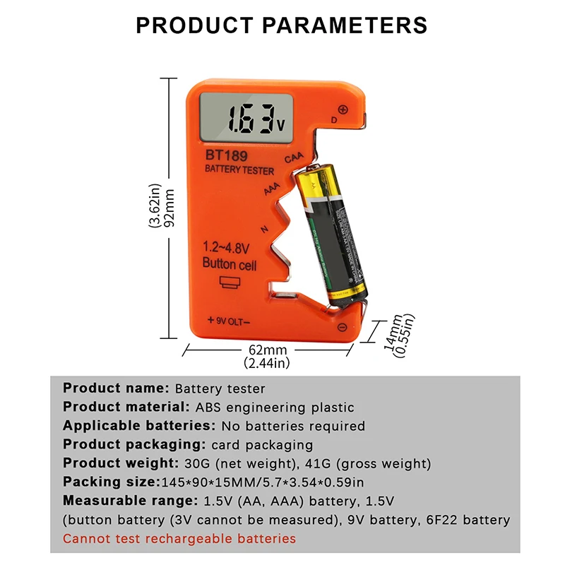 Тестер Аккумуляторов BT189 9 В AAAAA