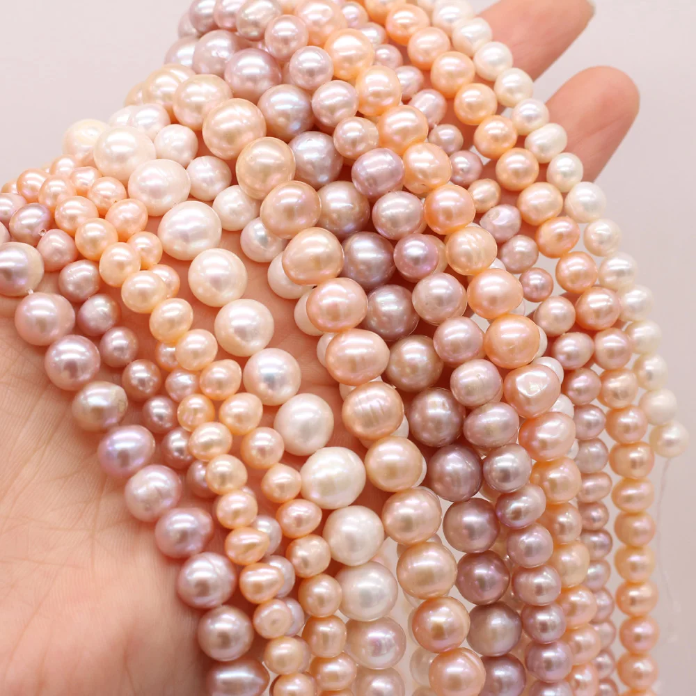 

Natural Pearl Rice White Pink Purple Beaded 5/6/7/8/9/10mm For Jewelry Making DIY Necklace Bracelet Accessories Charms Gift 36CM