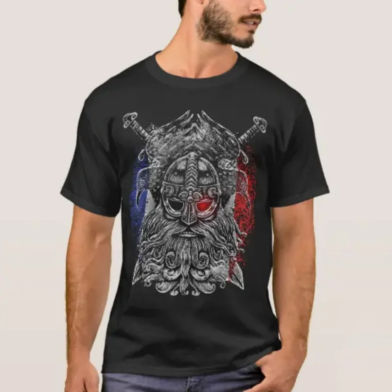 

Norse Mythology Odin Ravens Swords France Flag T-Shirt 100% Cotton O-Neck Summer Short Sleeve Casual Mens T-shirt Size S-3XL