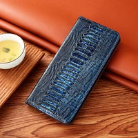 cowhide magnetic flip phone case for xiaomi redmi note 11 11t pro plus ostrich veins genuine leather cover