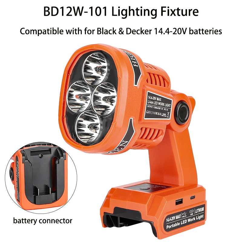 

Складной светодиодный фонарь для Makita/DeWalt/Ryobi/Bosch/Milwaukee/Black&Decker/Craftsman 18/20 В