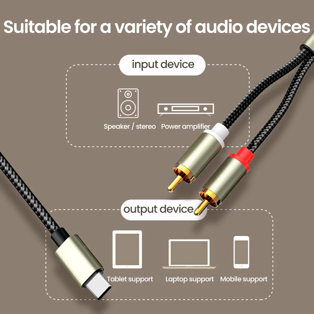 Аудиокабель 3 5 мм/Type-C в RCA для iPhone Jack 2 аудио Aux конвертер Sumsung Xiaomi динамик USB C AUX