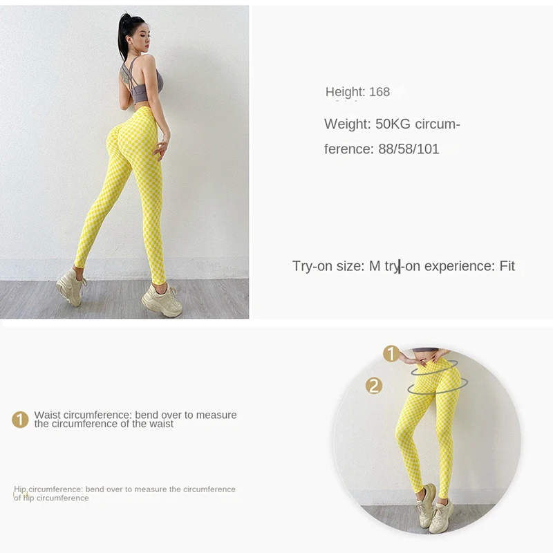 Seamless Grid Yoga Pants Push Up Hip Lift Sport Leggings High Waist Elasticity Women Fitness Quick Dry Workout Pants Gym Legging