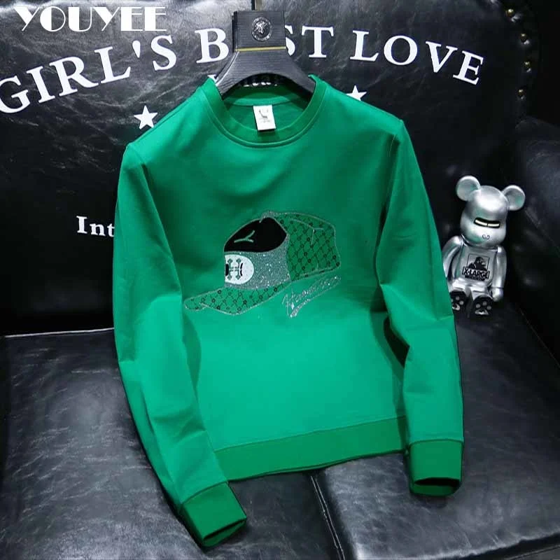 

Round Collar Men's Pullover New Male dies Personalized at ot Diamond Print Fasionable Top Yout Bottomin Sirt Clotin