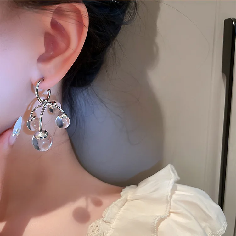 

SODROV Korean Fashion 2022 Trend Transparent Beads Glass Ball Earrings for Women Dangle Earrings