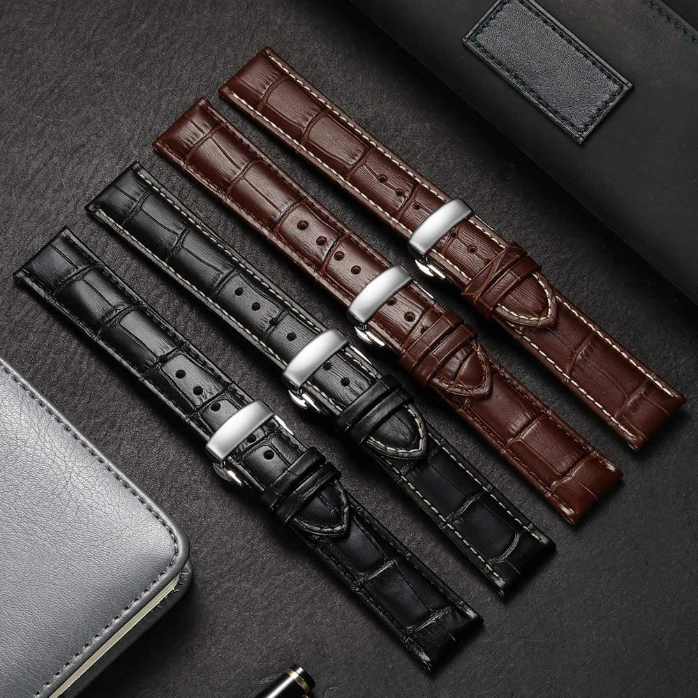 Calfskin Leather Watchband 12mm 14mm 15mm 16mm 17mm 18mm 19mm 20mm 21mm 22mm 24mm Women Men Leather Strap Watch Band wristband