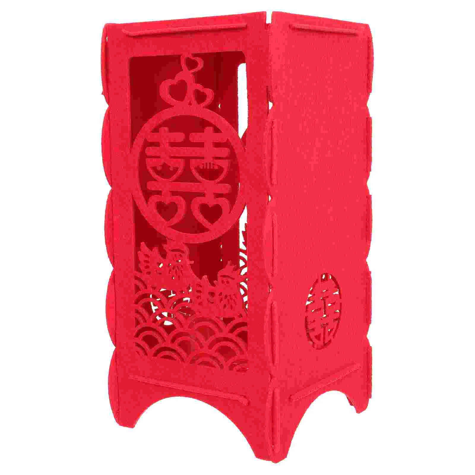 

1Set Chinese Felt Lantern Adornment Wedding Ceremony Prop Candle Lampshade Decor Red