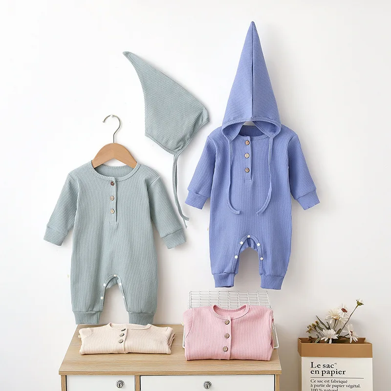 

Newborn Infant Baby Boys Girls Romper with Hat Cotton Playsuit Long Sleeve Baby Jumpsuit Newborn Clothes Set