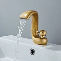 gold brass bathroom basin faucet hot cold sink mixer waterfall tap creative design single handle chromenickelblack new style