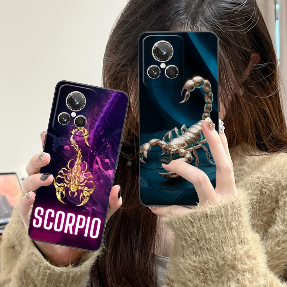 Цветной чехол для мобильного телефона Golden Scorpio Realme GT 2 9i 8i 7i Pro X50 X2 C35 C21 C20 C11 C3 Черный