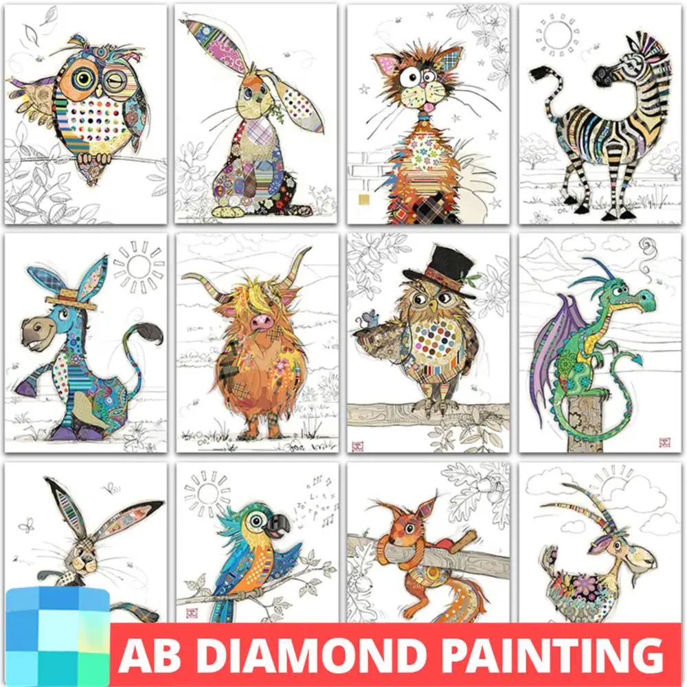 

Алмазная живопись AB DIY, искусство, животные, кошка, сова, кролик, дракон, полная квадратная круглая Алмазная мозаика, вышивка крестиком, домашний декор