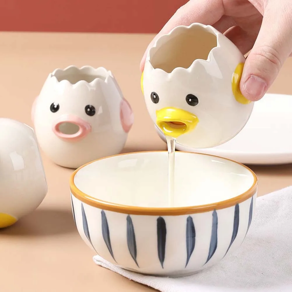 

Egg White Yolk Separator Divider Ceramic Cartoon Chick Egg Separator Convenient Household Eggs Tool Cooking Kitchen Accessories