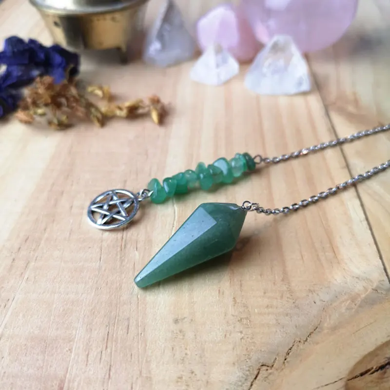 

Маятник Wiccan aventurine и pentacle dowsing, маятник, алтарь, подвеска-Маятник из хрусталя, стихическое ведро