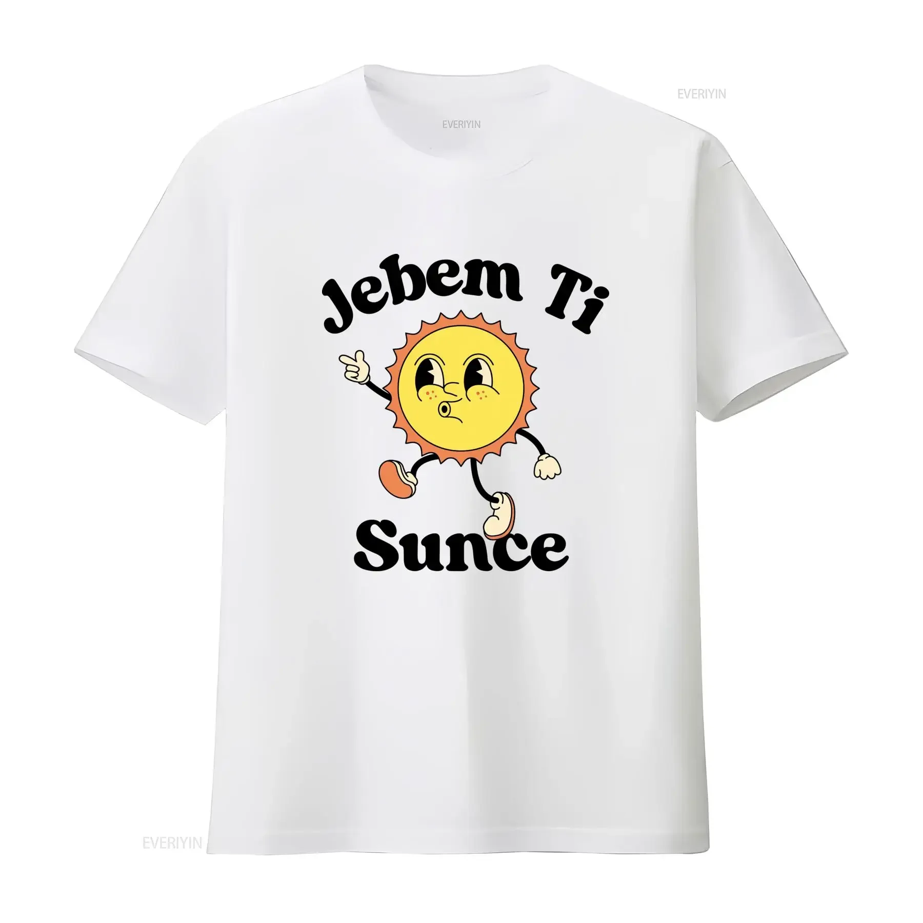 Фото Футболка мужская Jebem Ti Sunce Funny Balkan в ретро-стиле, боснийско-хорватско-сербская, повседневная, с круглым вырезом, из слегка эластичной ткани, винтажная №1