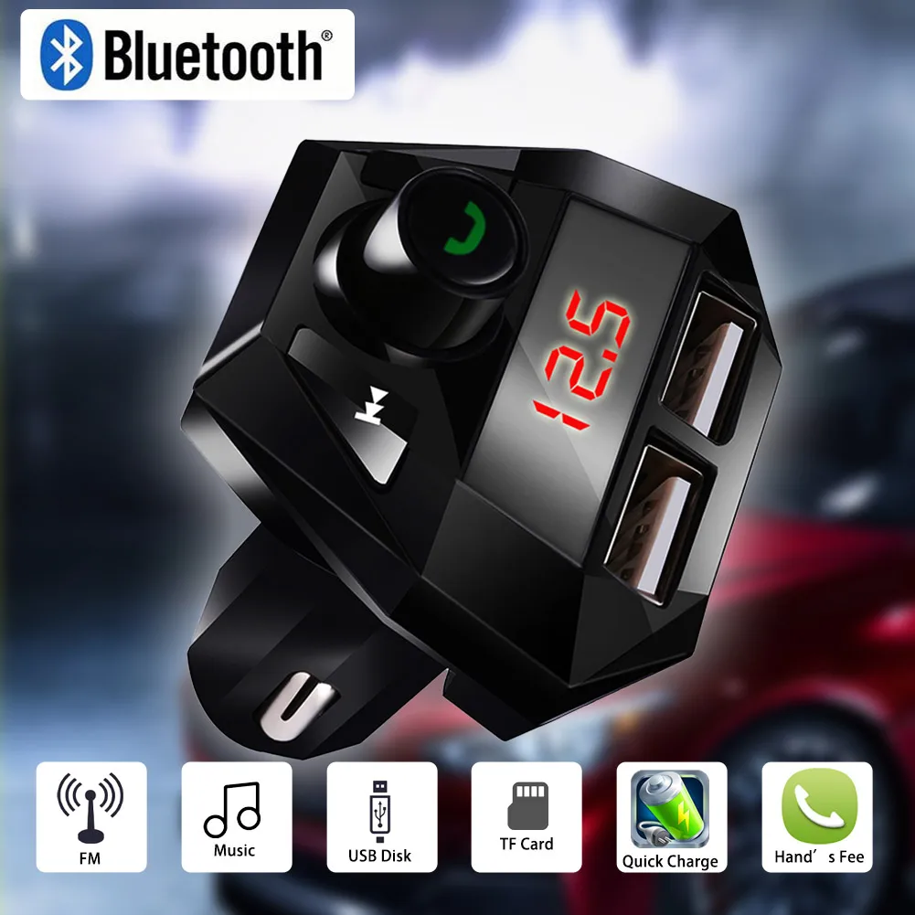 

Car MP3 Player Bluetooth Audio Modulator Monitor USB Charger 5V 2.1A LED Screen Bluetooth Player USB Car Charging Function