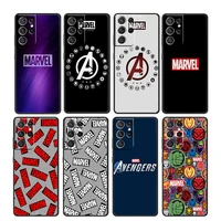marvel logo avengers for samsung galaxy s22 s21 s20 ultra plus pro s10 s9 s8 s7 4g 5g soft tpu black phone case cover capa coque