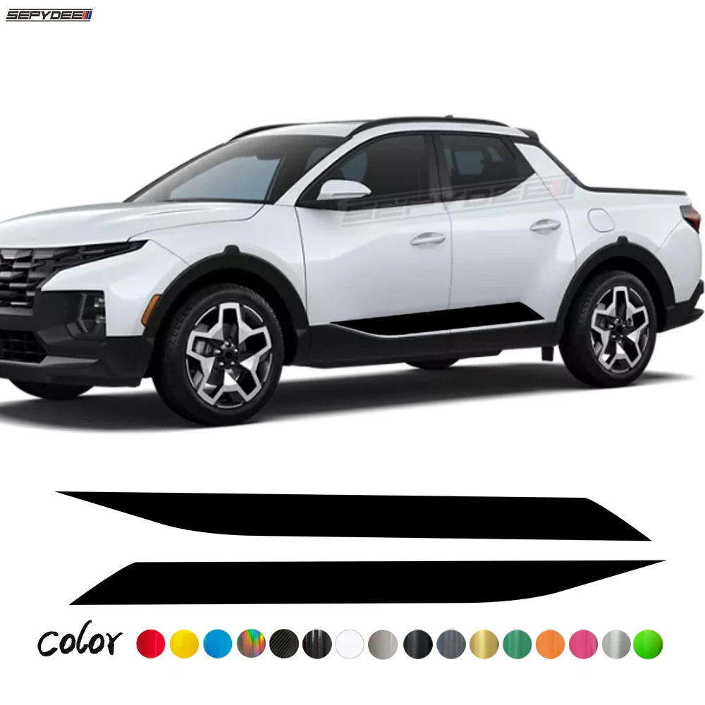 

2Pcs Car Door Side Stripes Skirt Stickers for Hyundai Santa Cruz SE SEL Pickup Truck Body Decor Vinyl Decals Car Accessories
