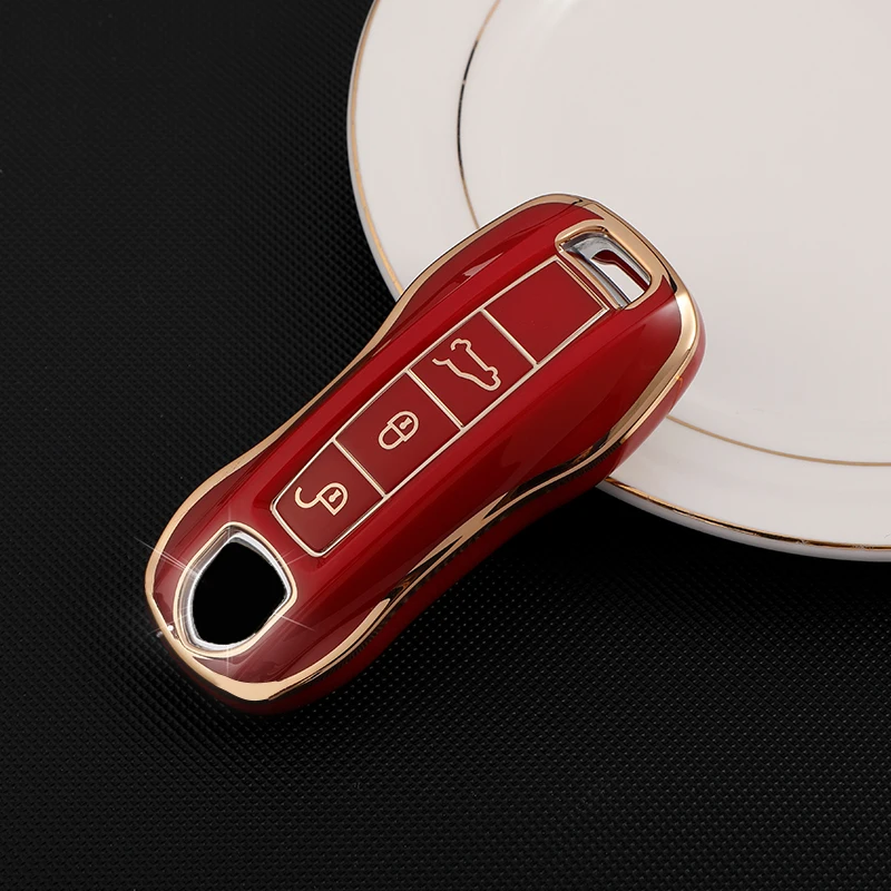 3 кнопки ТПУ автомобильный смарт-ключ для Porsche Panamera Cayenne 971 911 9YA Macan Boxste защитный чехол-держатель Fob