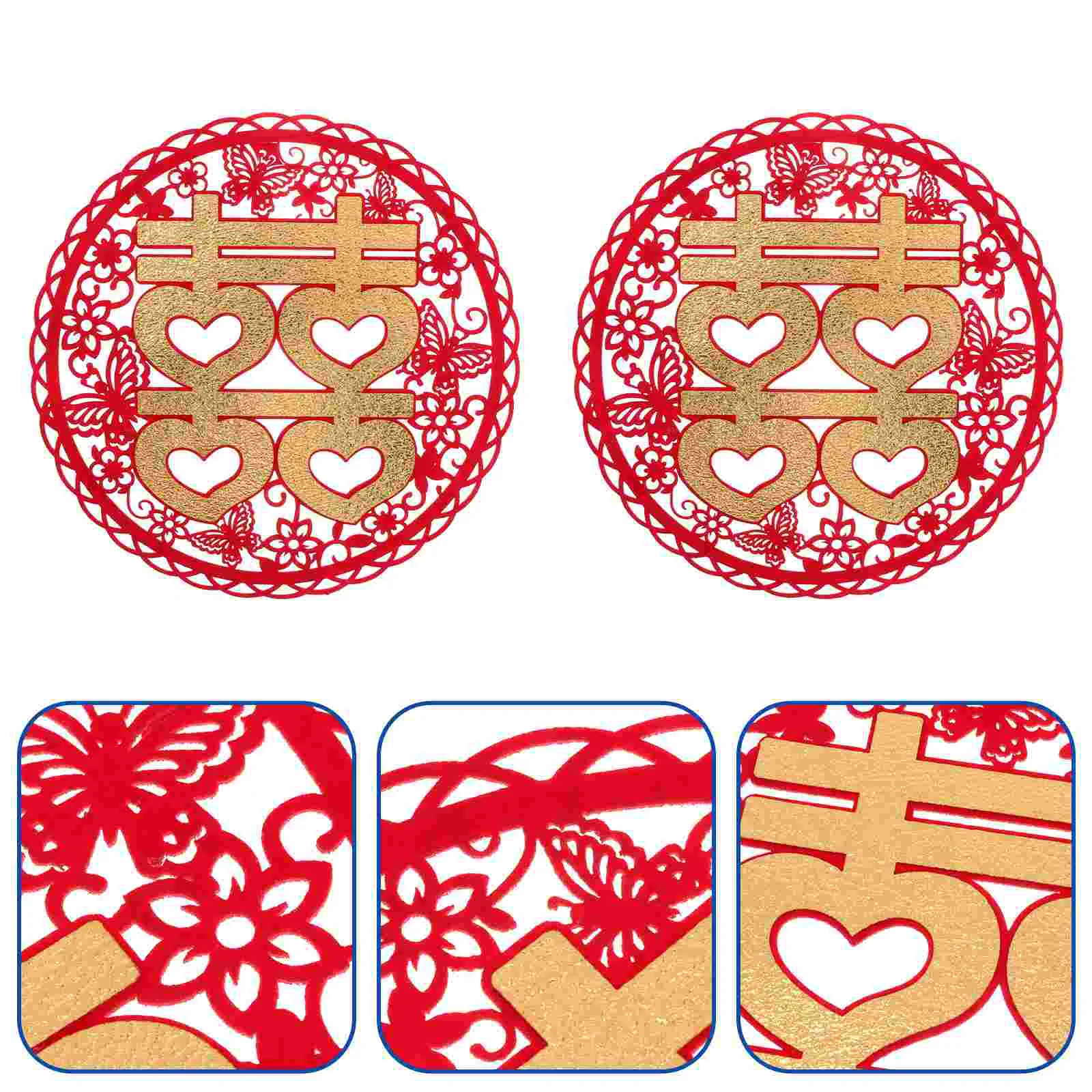

Wedding Chinese Supplies House Decor New Adornments Plate Fruit Candy Layout Paper Cut Festival Partydouble Red Stickers Sticker