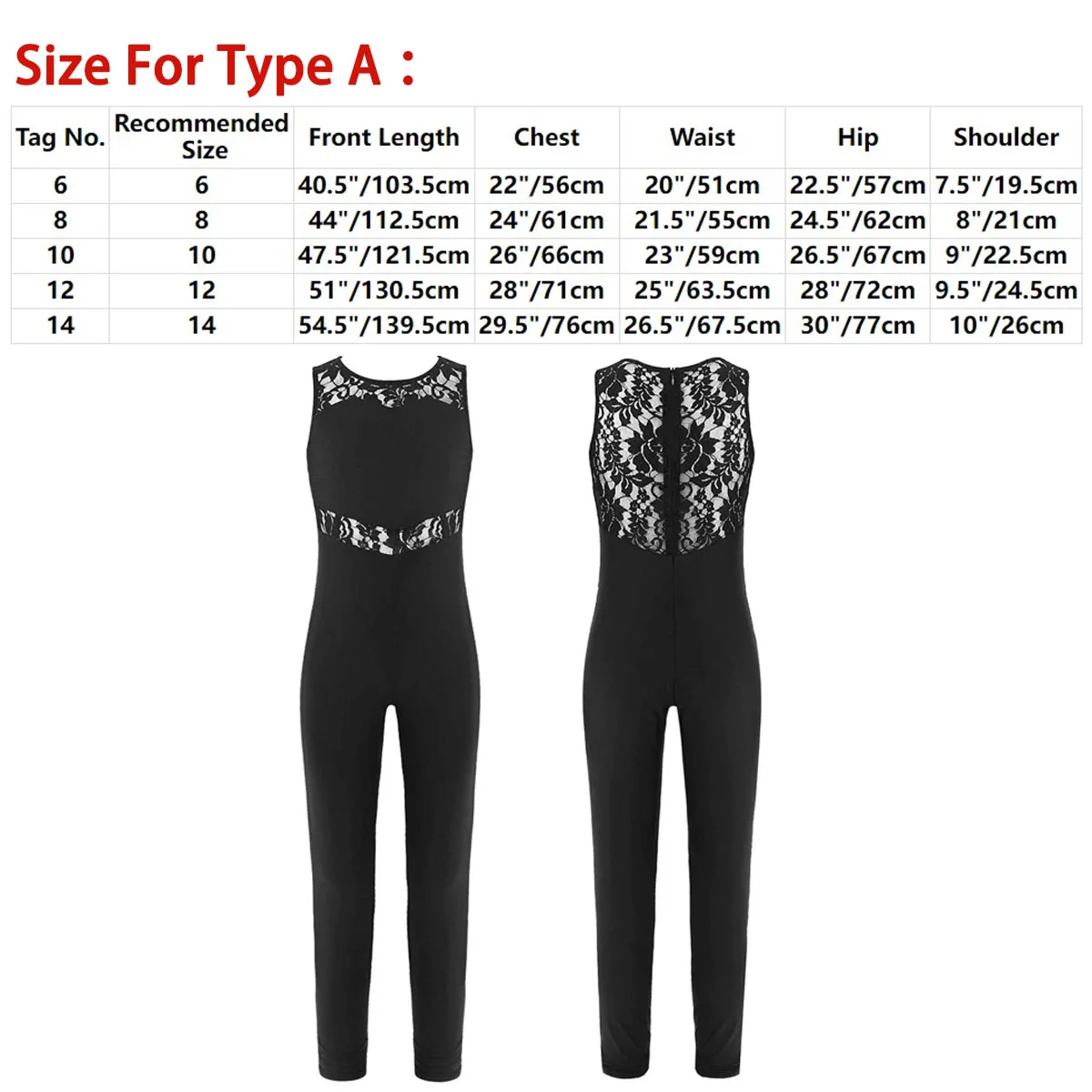 Kids Girls Ballet Dance Bodysuit Sleeveless Gymnastics Full Lenth Leotard Stretchy Lace Patchwork Jumpsuit Unitard Dancewear