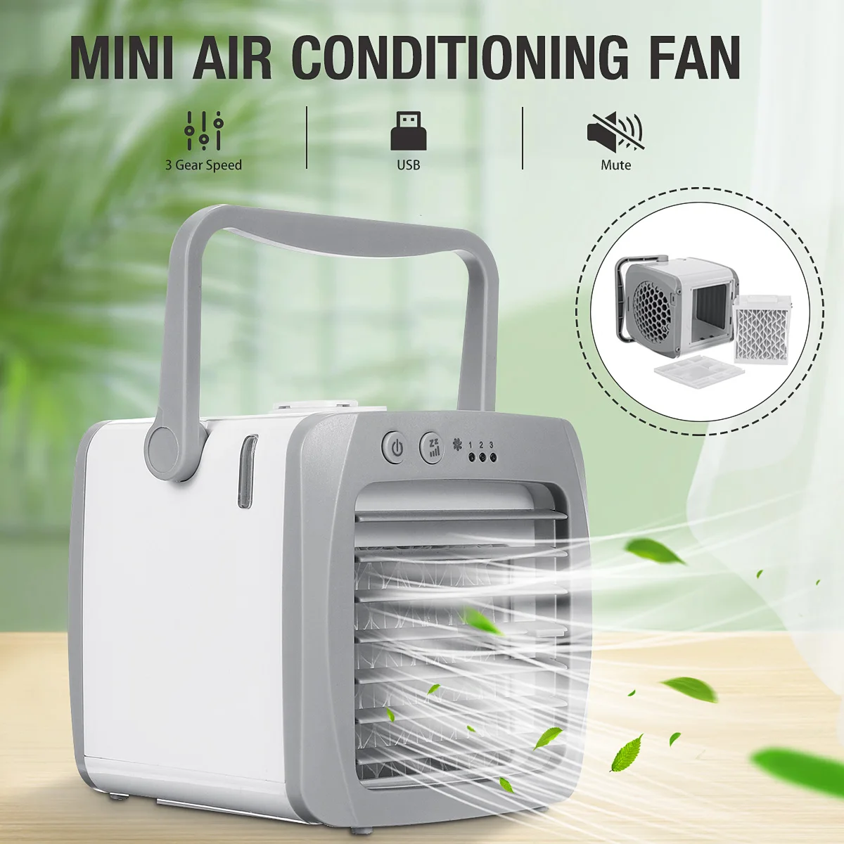 

Portable Mini Air Conditioner 200ml Water Cooling Fan Air Humidifier 3 Gear Speed USB Air Cooler Fan For Home Office Desktop