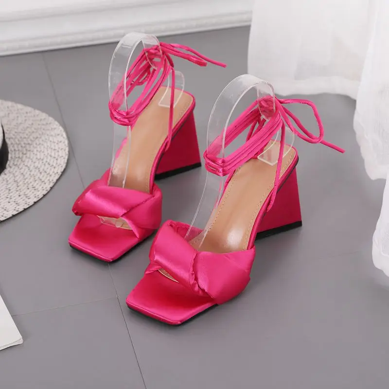 

Summer new thick high-heeled fish mouth square toe sandals fashion straps ladies high heels large size