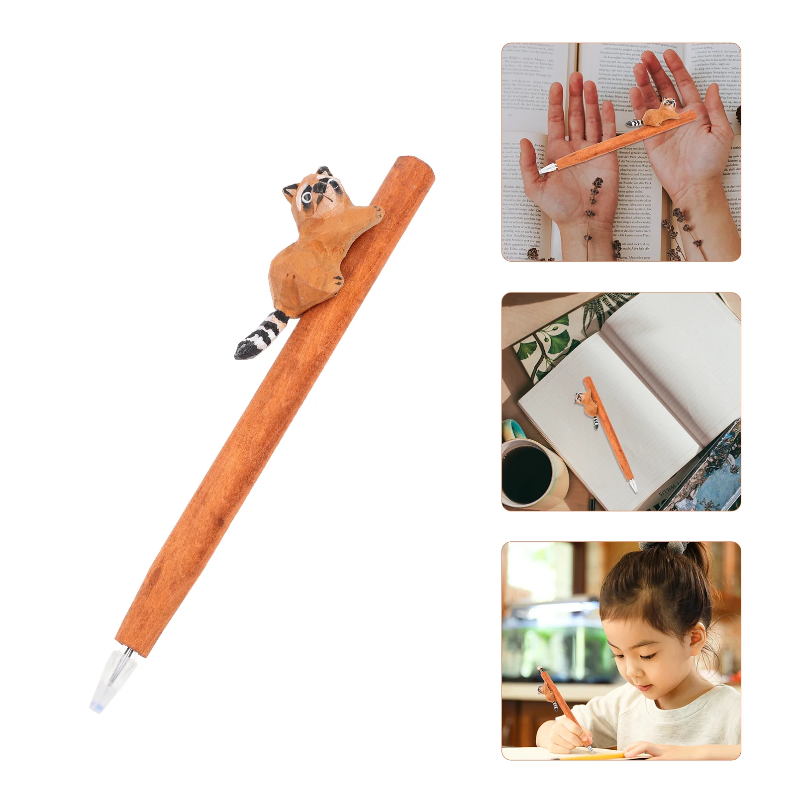 

Pen Ballpoint Raccoonpartypoint Carving Decoration Proppens Portable Climbing Student Writing Animals Stationery Adornment